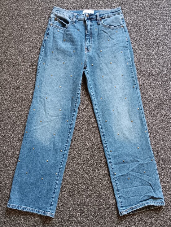 Jessica Simpson Denim - Jessica Simpson Zinnia Wide Leg Boyfriend  Blue Studded Denim Jeans Womens 4